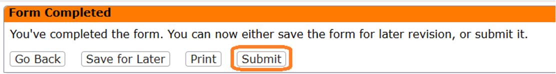 Form complete, now submit