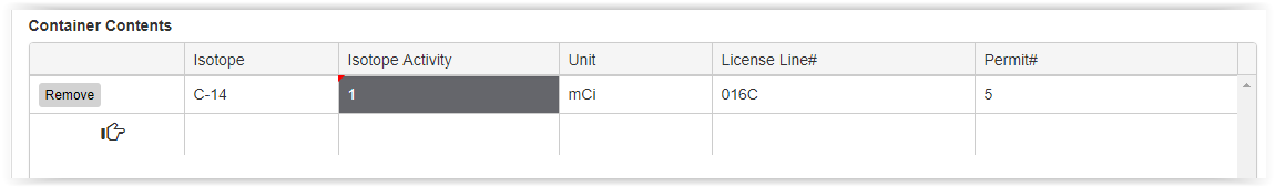 container contents